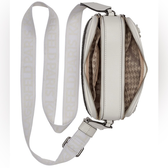 Karl Lagerfeld Paris Maybelle Crossbody Purse with Floral Pins in Winter White - Picture 4 of 12
